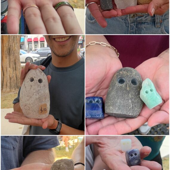people holding rocks